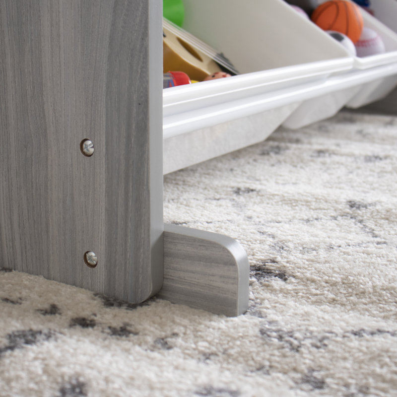 Organisateur de jouets Aaban, Grain de bois gris / blanc