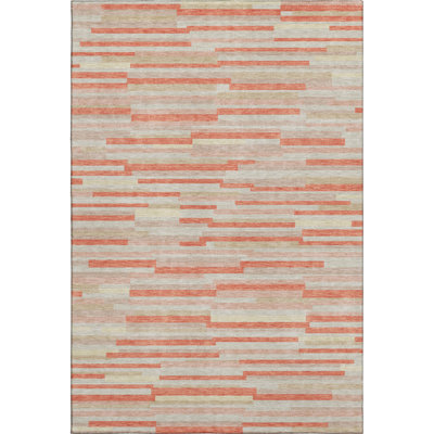 Premium Machine Washable Prisco Salmon Rug