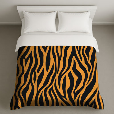 Housses de couette orange à rayures tigrées noires