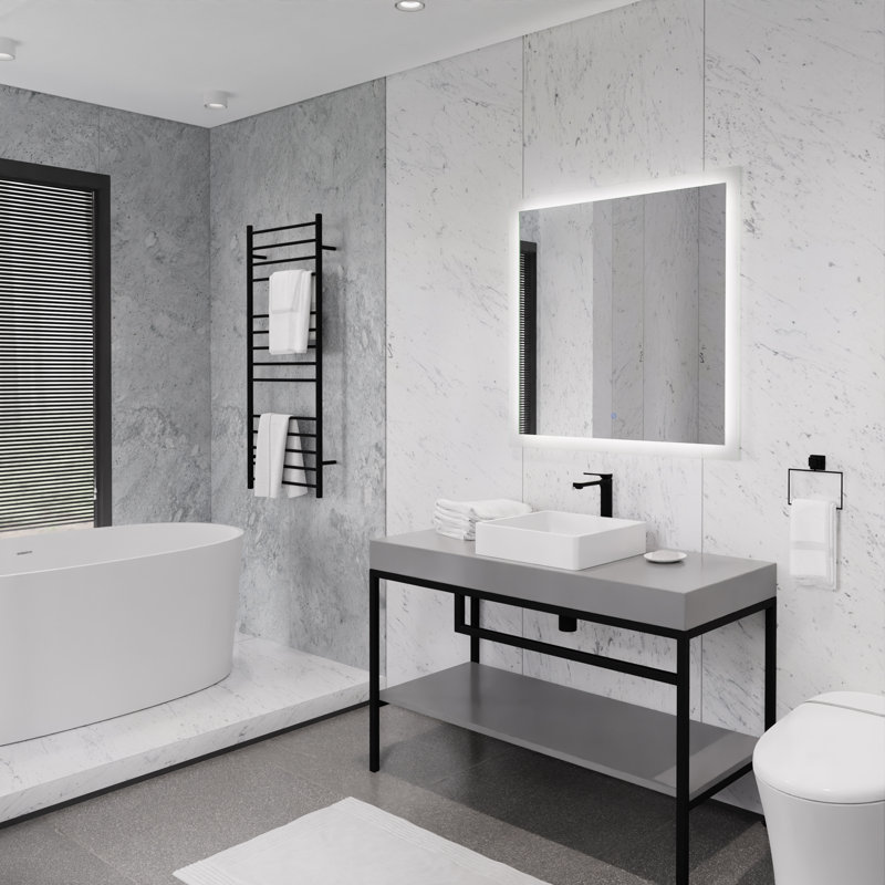 Robinet de salle de bains monotrou avec ensemble de drainage, Noir mat / nickel brossé