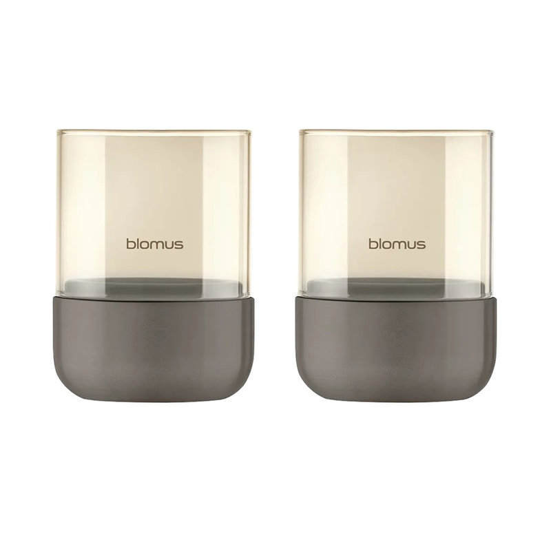 2 Piece Glass Set, Grey, 9.5 cm H x 7 cm W x 7 cm D