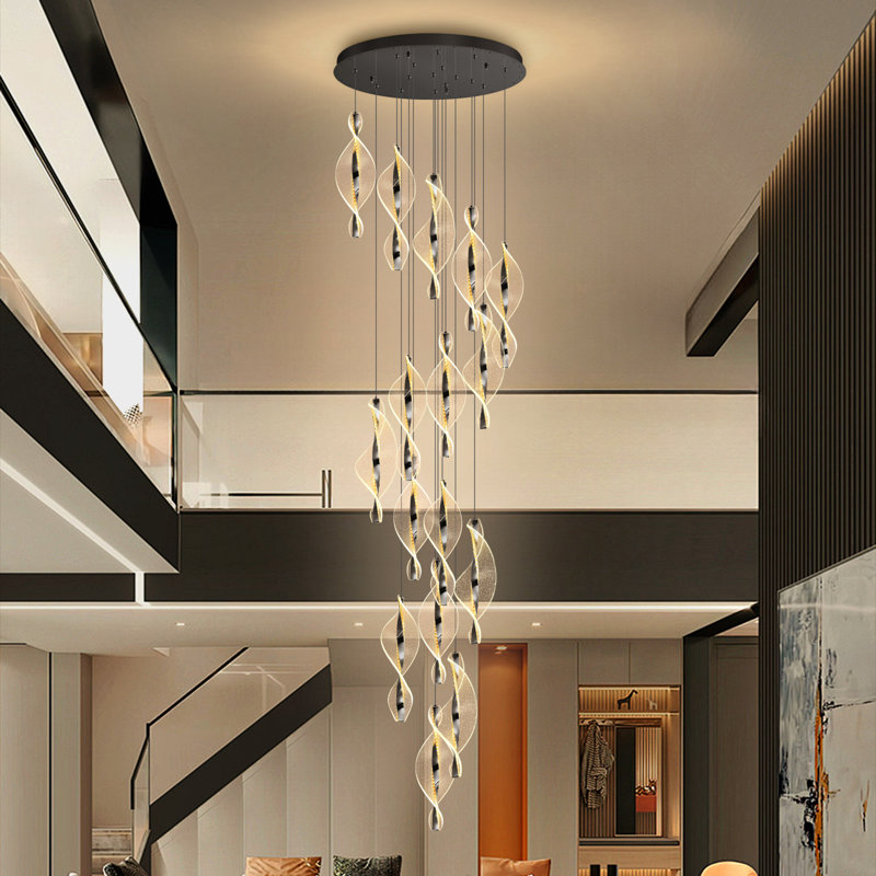 Lustre moderne moderne en acrylique noir, Matte Black