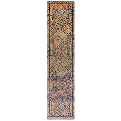 Tapis de couloir rétro vintage en laine turque 2 pi 7 po x 10 pi 8 po Vintage Turkish Village Rugs