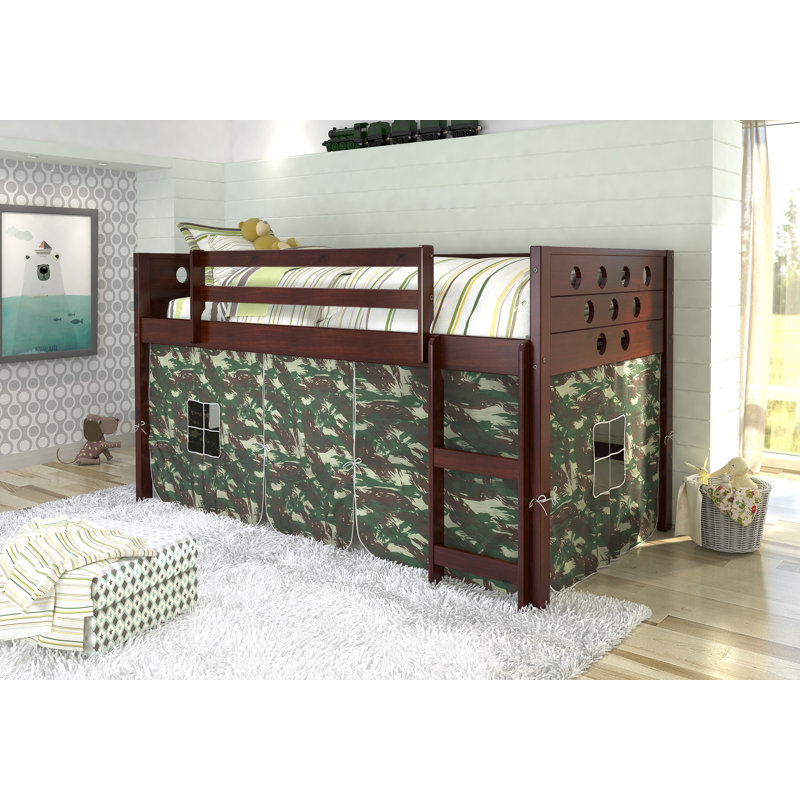 Lit mezzanine simple en bois massif Sote par Harriet Bee, Camouflage, Cappuccino foncé