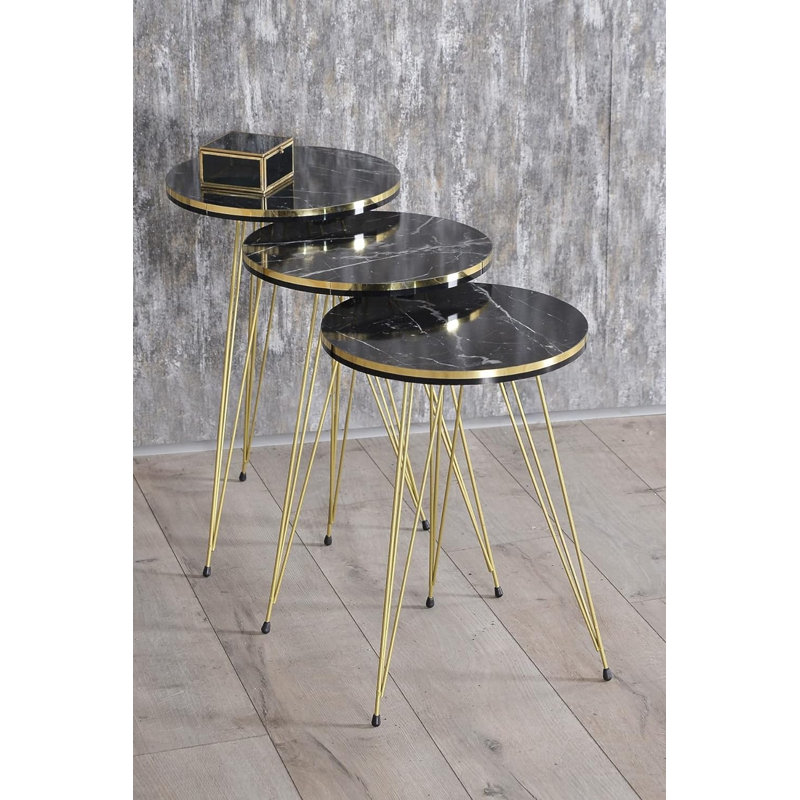 Vihaan 14cm Console Table, Black Marble