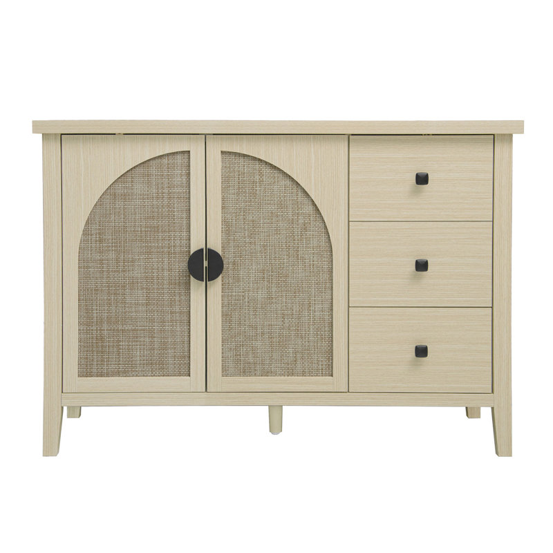 Armoire en rotin à 2 portes et 3 tiroirs convenant à un salon de chambre à coucher