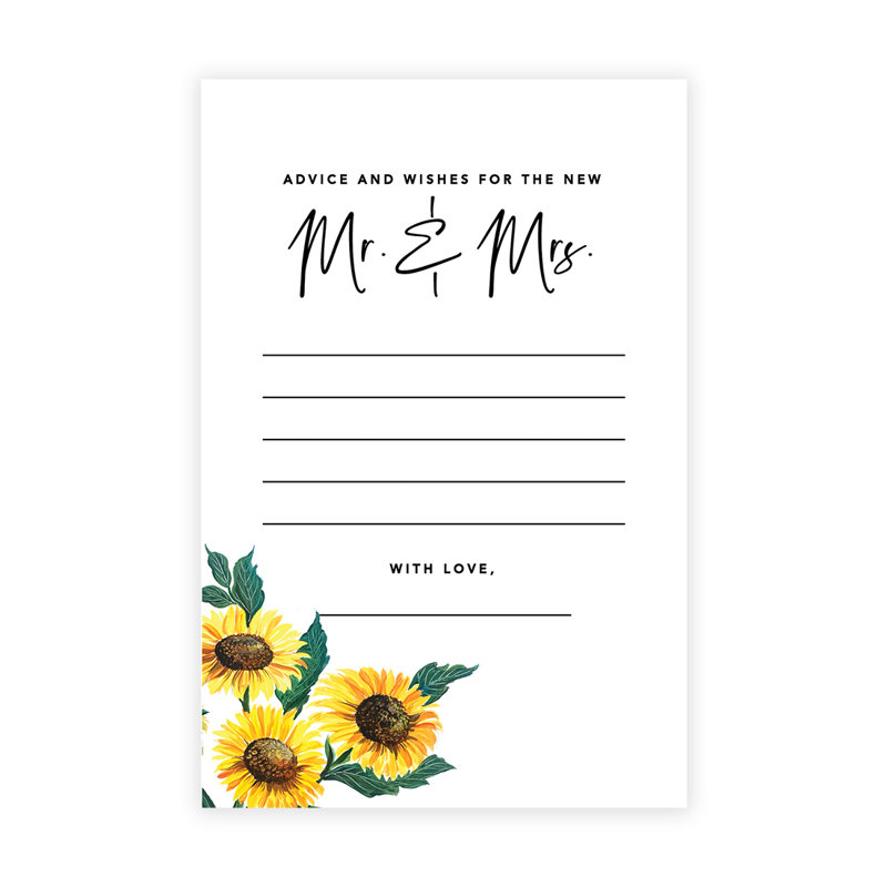 Livret de 56 cartes de mariage pour mariage et tournesol, paquet de 56