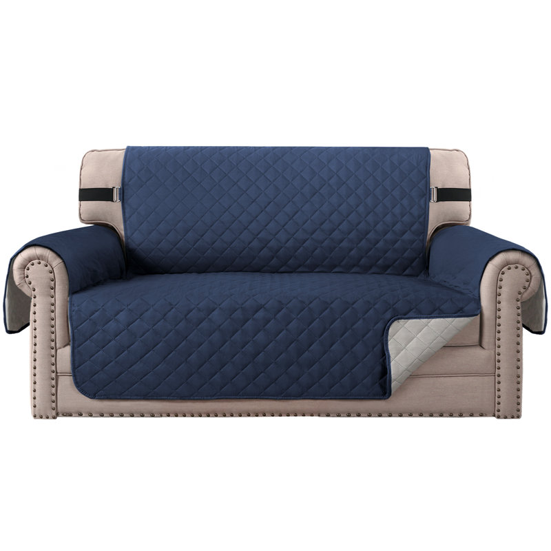 Housse pour fauteuil à coussins carrés/rectangulaires, 100 % polyester bleu marine, H 75 po x l 46 po x P 22 po