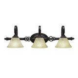 Eleganté 3 Light Bath Bar Shown In Dark Granite Finish With 7" Glass