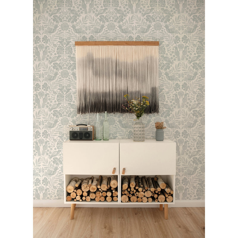 Double rouleau floral Pomona, Gris clair
