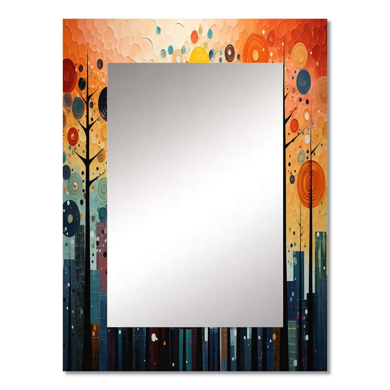Colorful Mid Century Bold Breeziness III - Midcentury Modern Mirror, Mid-Century Modern Unique Wall Mirror, Printed Metal Art