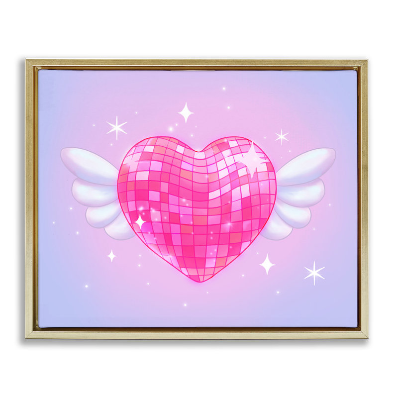 Cadre disco avec ailes flottantes, design par Stephanie Sanchez, H 17 po x l 21 po, Cadre flottant métallique doré