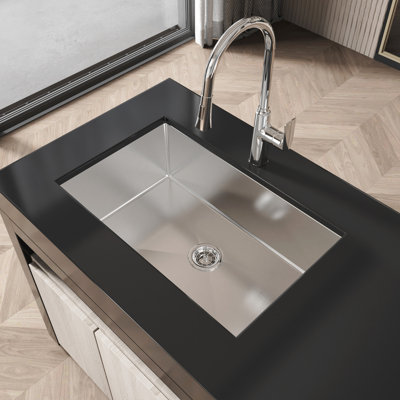 10" Deep Stainless Steel Undermount Sink With Grid Drain - 30" X 19" Gray Kitchen Properties