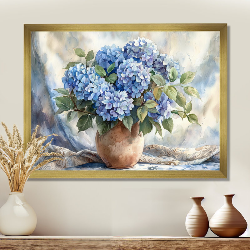Ikshan hortensias dans un décor de rêve II - hydrangées grand art mural, Reproduction encadrée d'une seule photo, Doré