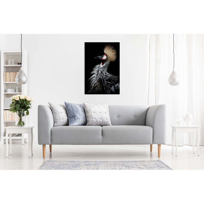 Crowned Crane's Portrait - Wrapped Canvas Print, 31cm H x 20cm W x 3cm D