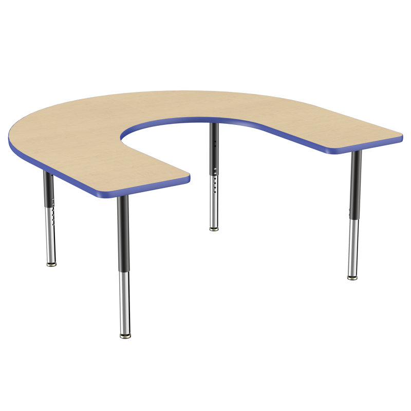 Table d'activité 60 "x 66" en forme de T avec pieds réglables, Maple/Blue/Black, Super, Noir, noir, noir, noir