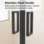 Porte de douche coulissante encadrée 48 po x 72 po, porte de douche double coulissante à ouverture centrale 4 panneaux, verre trempé de 1/4 po (6 mm), cadre en aluminium avec poignées en acier inoxydable et doubles rouleaux lisses, noir
