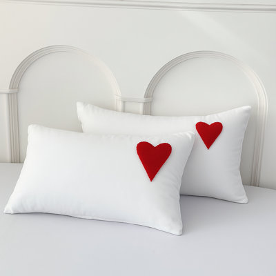 Tufted Embroidered Heart Duvet Cover Set (No Insert) Soft Comforter Cover Set with Cute Red Heart Design, 3 Piece Bedding Set with Pillowcases,Heart Embroidered Duvet Cover Set with Pillowcases, Soft Microfiber Bedding Set, Gift for Mother’s Day