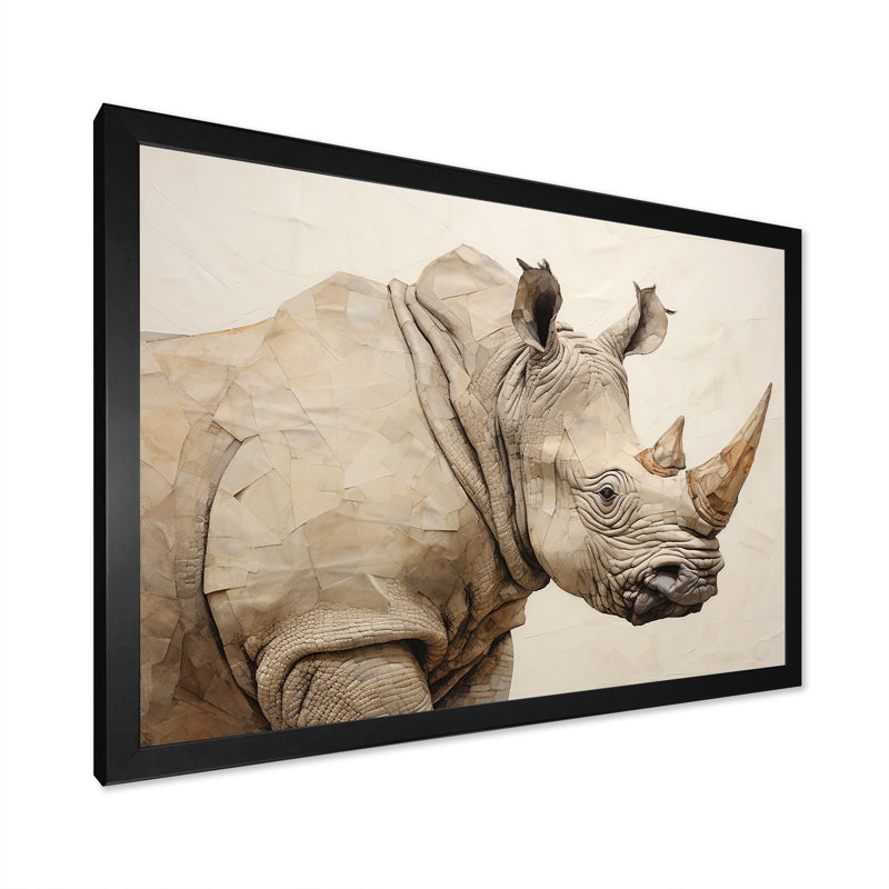 Puissant rhinocéros II, H 12 po x l 20 po x P 1 po, Cadre simple noir