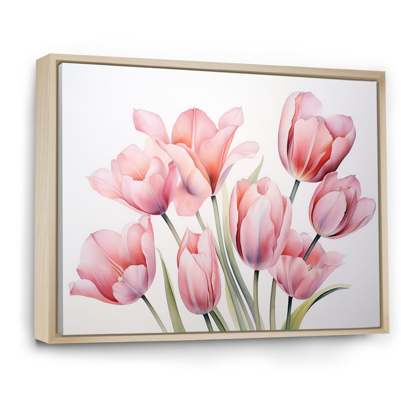 Tulipes, minimalisme, art mural, H 12 po x l 20 po x P 1 po, Cadre naturel flottant