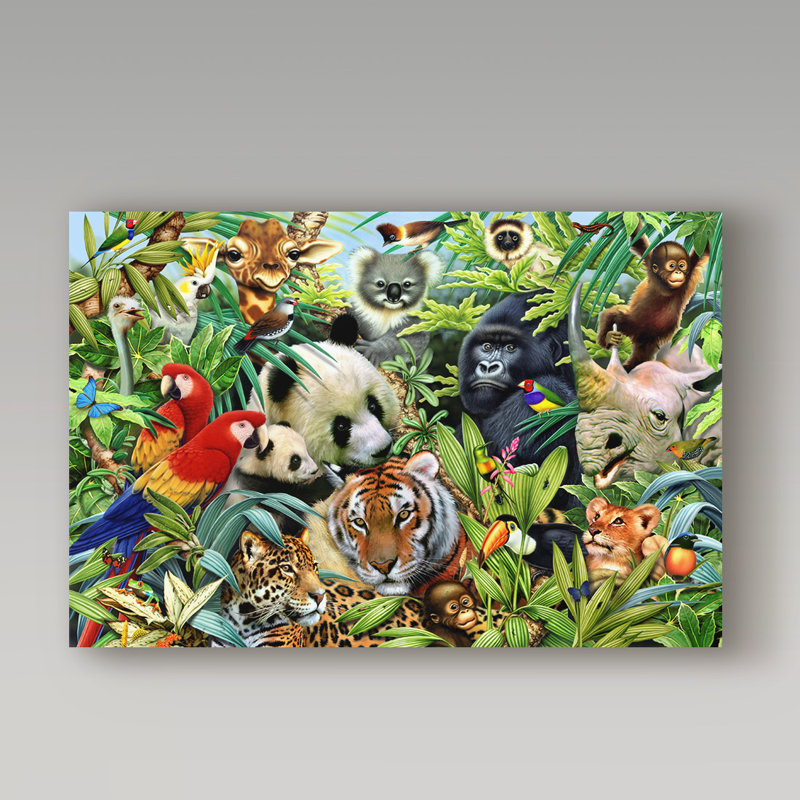 « tropical animaux », reproduction d’impression sur toile tendue, H 16 po x l 24 po x P 2 po
