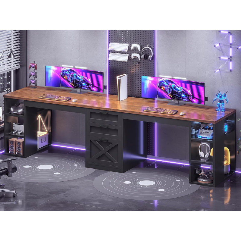 Bureau de direction 96,5 po, Brun / Noir