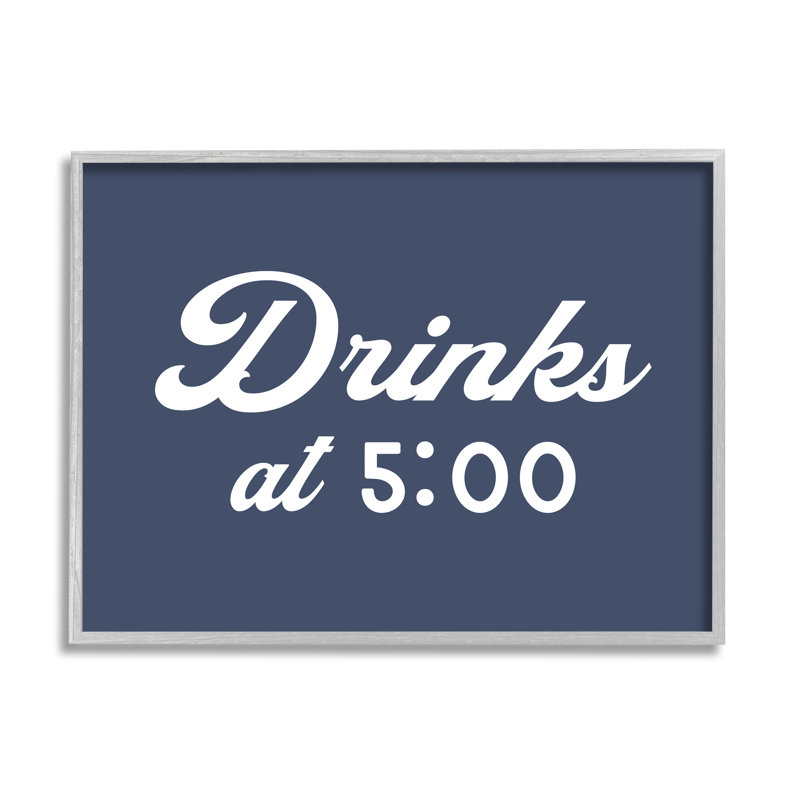 " Drink At Five ", 14" H x 14" W x 1.5" D, Farmhouse Grey Framed Giclee