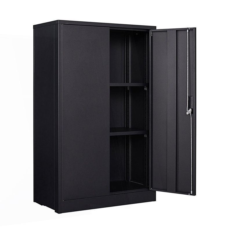 Metal Storage Cabinet With Locking Doors And Adjustable Shelf, Folding Filing Storage Cabinet, Living Room Storage Cabinet