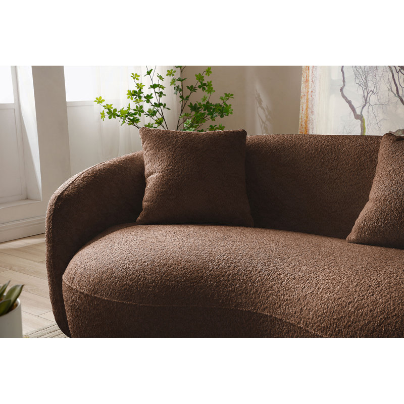 Canapé courbé, canapé en tissu Boucle, Bouclette brune