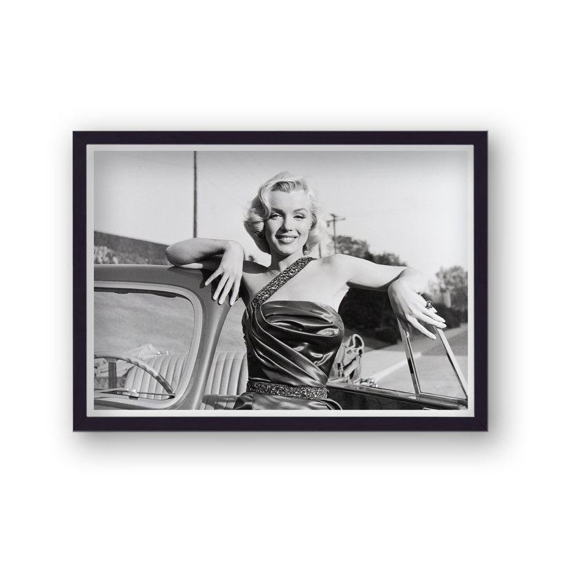 Marilyn Monroe Smilng In Single Strap Gown In Car Doorway - Single Picture Frame Print
