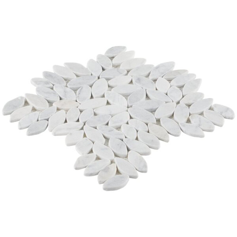 Nature Flower Carrara Marble Mosaic Tile, Natural