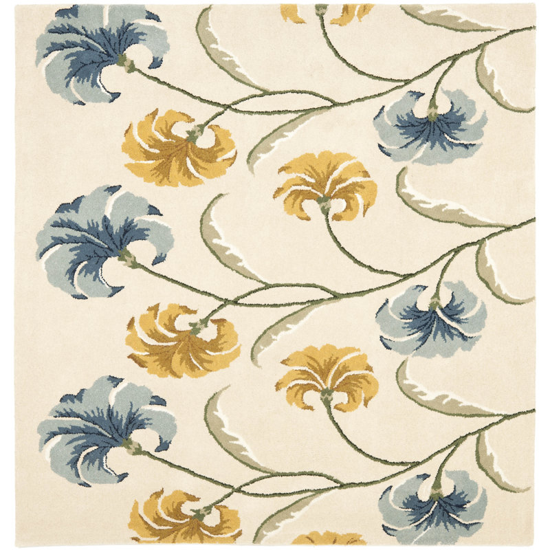 Avayah Soho Hand Tufted Wool And Viscose Floral Rug, Square 6'