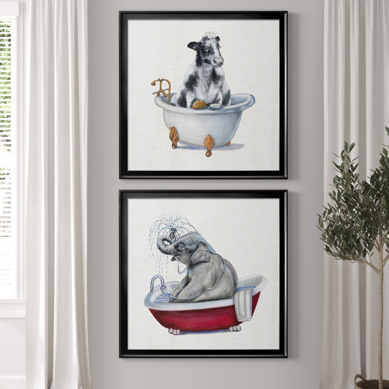 «Bathing Beauty I», ensemble de 2 reproductions d'art encadrées, H 30,5 po x l 61 po x P 1,5 po, Pas de tapis