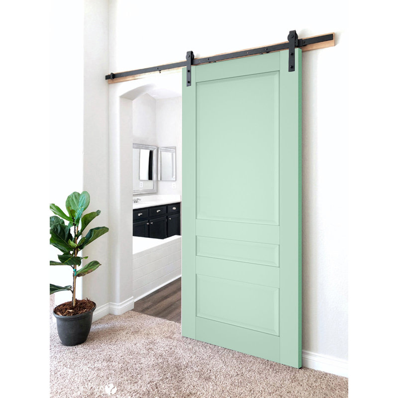 Porte de grange à panneaux en bois Veregio, 36 po x 96 po, Olive