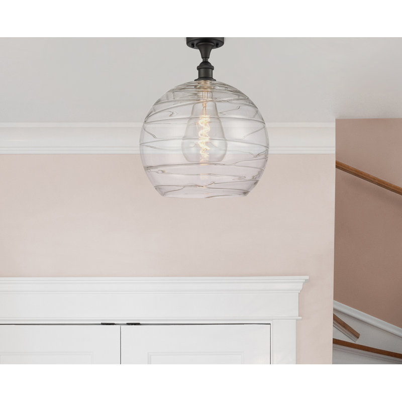 Anie Glass Semi Flush Mount, 11" H x 6" W x 6" D, No Bulb Included, Oil Rubbed Bronze