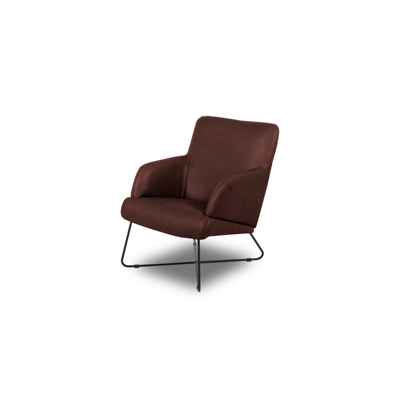 Averie Genuine Leather Designer Armchair, Brown