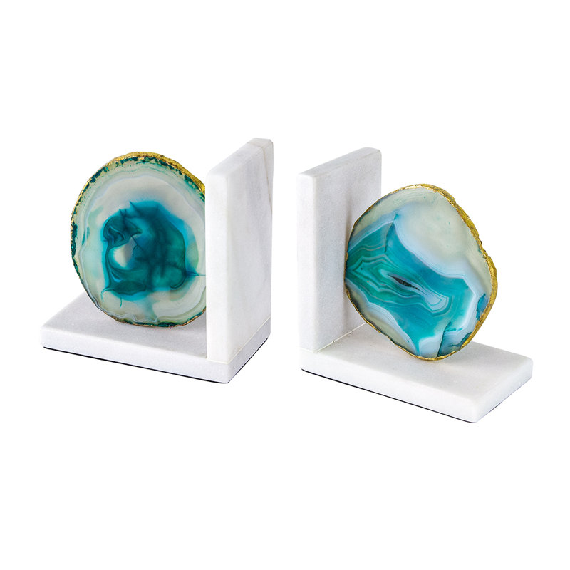 Serre-livres décoratifs en agate, Noir/vert