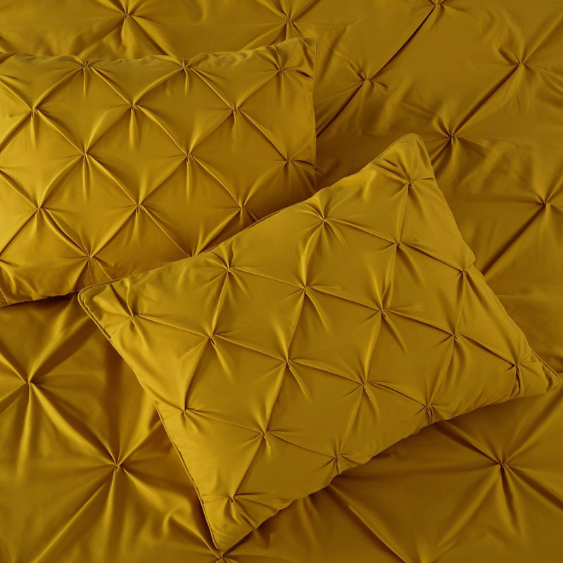 Berlin Pintuck Microfiber 3-Piece Comforter Set, King Comforter + 2 King Shams, Mustard