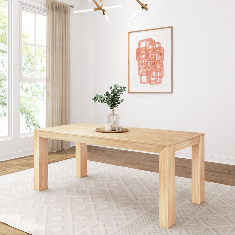 Chalonda Pine Solid Wood Dining Table, 35.8" W x 72.25" L , Blonde Wirebrush