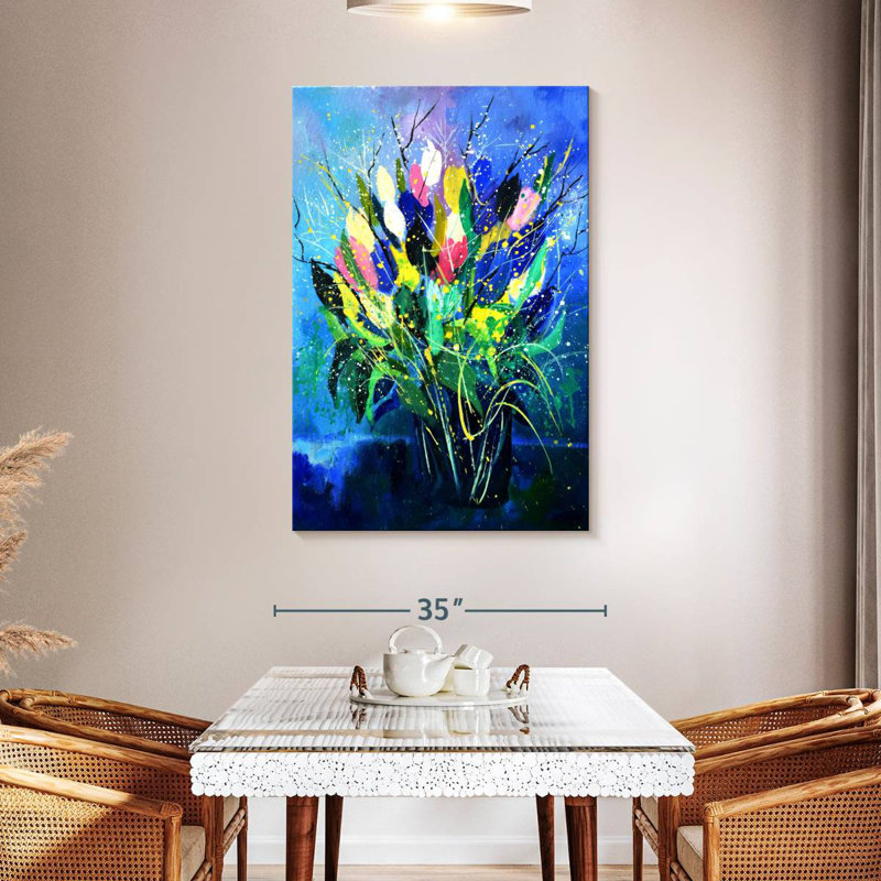 Avery Tulips On Blue, 48" H x 32" W