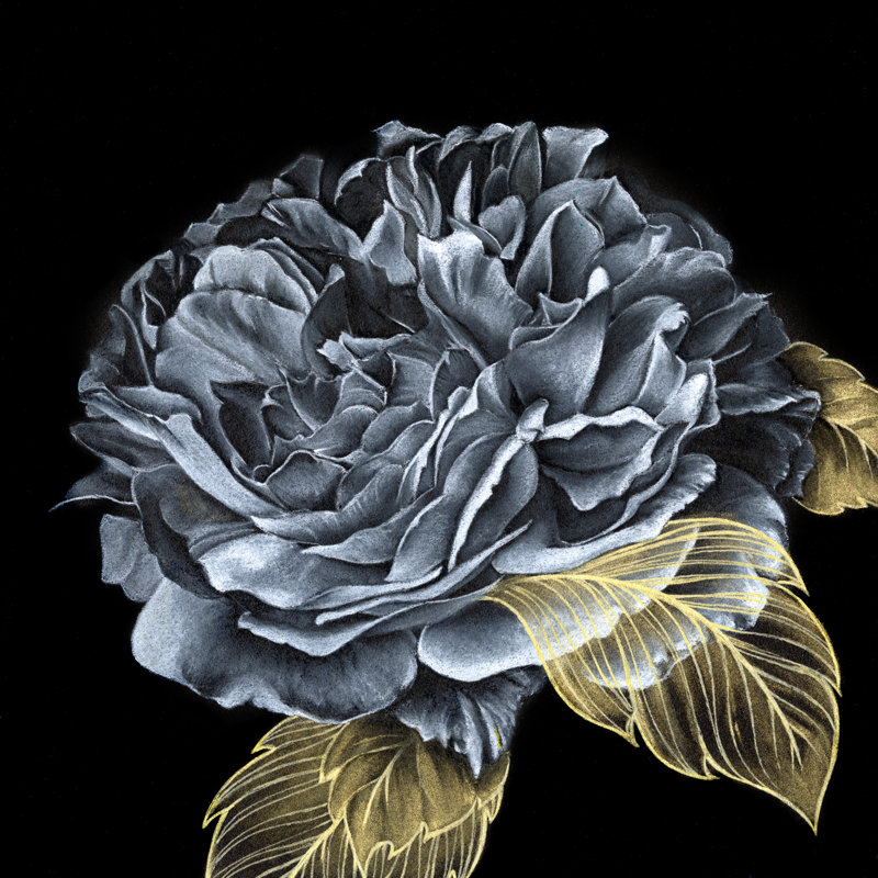 «River Roses I» par Lily Liama - peinture sur toile tendue, H 30 po x l 30 po