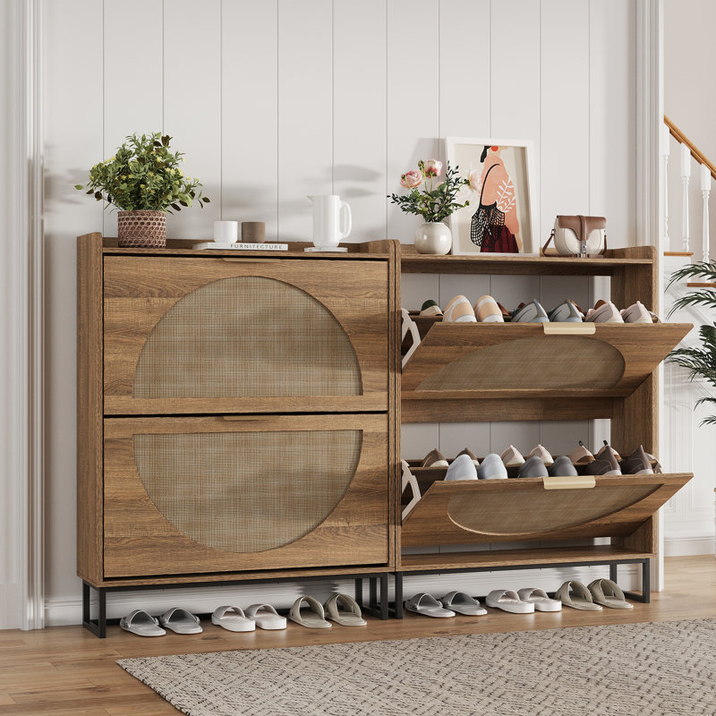 Armoire à chaussures avec 2 tiroirs rabattables