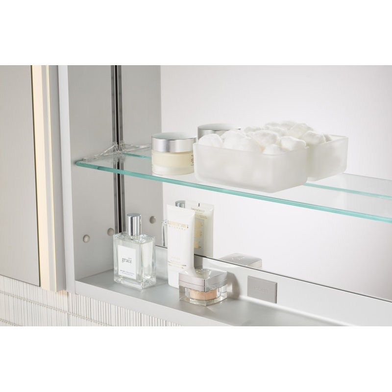 Recessed or Surface Mount Framed Medicine Cabinet with 4 Adjustable Shelves, Matte Black, 34.25" H x 19.25" W x 4.75" D 