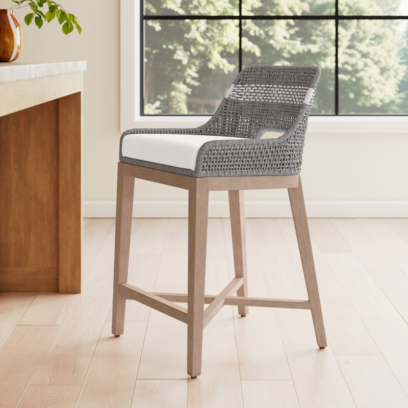Tabouret de bar et de comptoir Bowker, Tabouret de comptoir (siège d'une hauteur de 26 p, Gris colombe / moucheté blanc