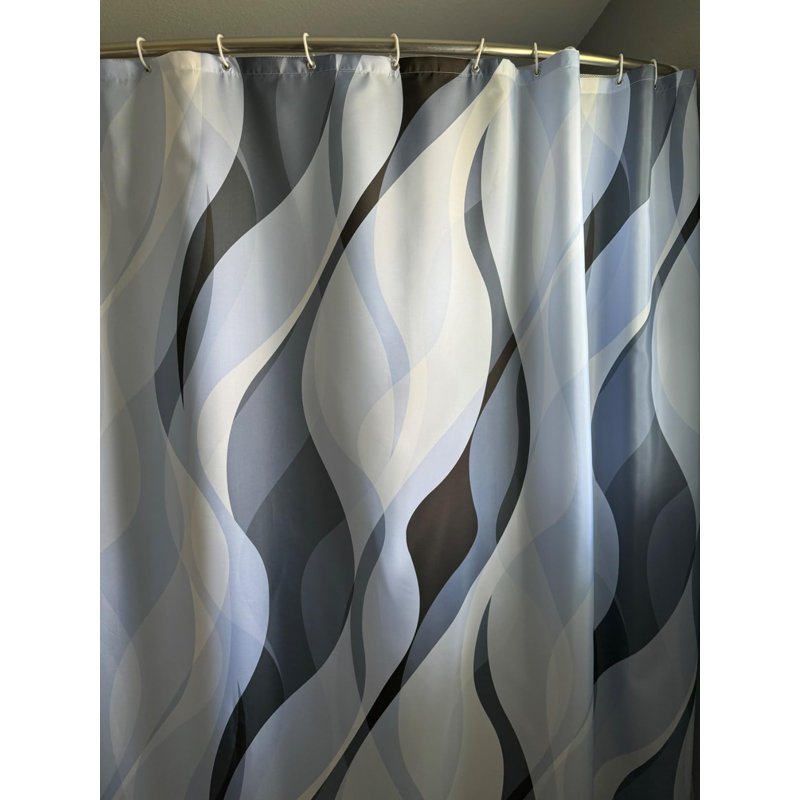 Light Blue Pack of 1 Modern Abstract Striped Shower Curtain Set with Hooks, 182.88"H x 137.16"W