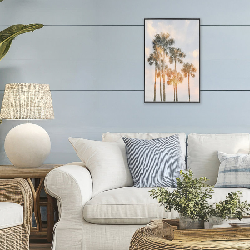 Giclée encadrée Pastel Palm Reflections, conception de Natalie Carpentieri, H 18 po x l 12 po, Giclée encadrée noir minuit