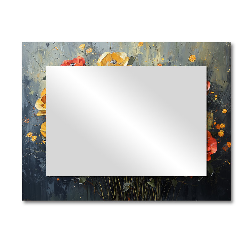 Sunset Hues Of Rose In The Wind I - Roses Decorative Mirror Wall Art - Printed On Metal, 30" x 40"