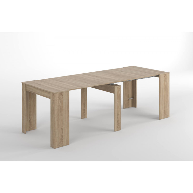 Console Table Compton, Extendable Dining Table With Multipurpose Extensions Up To 10 Seats, Brown