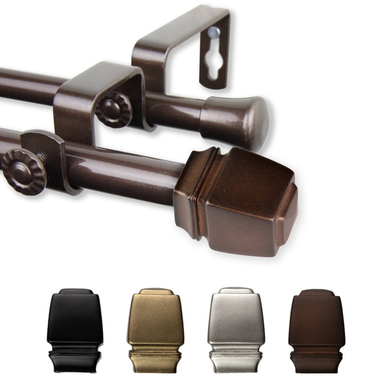 Tringle à rideaux double Jasur 5/8 po de diamètre, Cacao, 48" – 84"