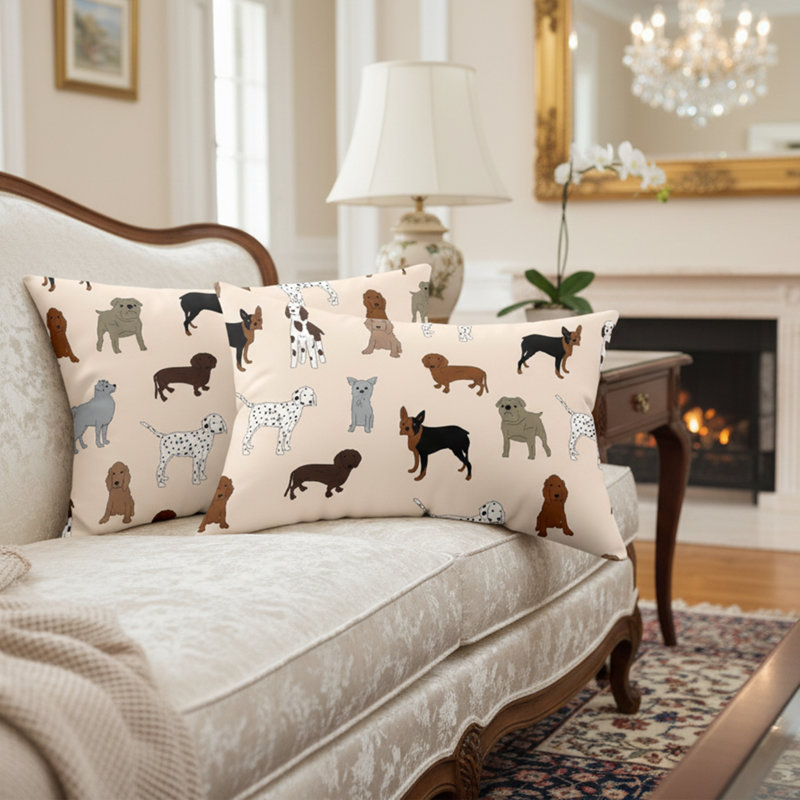 Washable Dogs Print Cotton-Blend Pillowcase Set (2 Pieces)